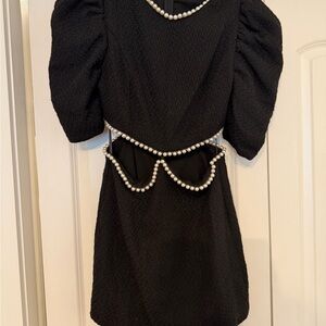 TALULAH Black Dress with Pearl Accents